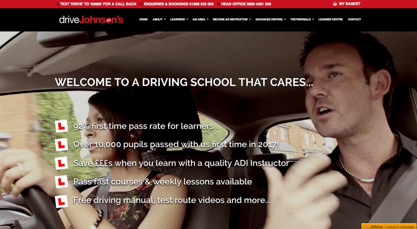 A screenshot of the Drive Johnsons website