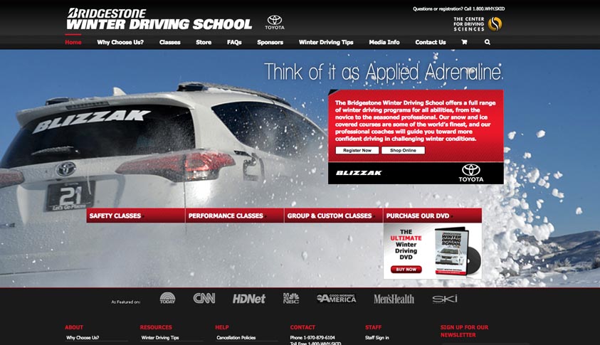 A screenshot of the Bridge Stone driving instructor website
