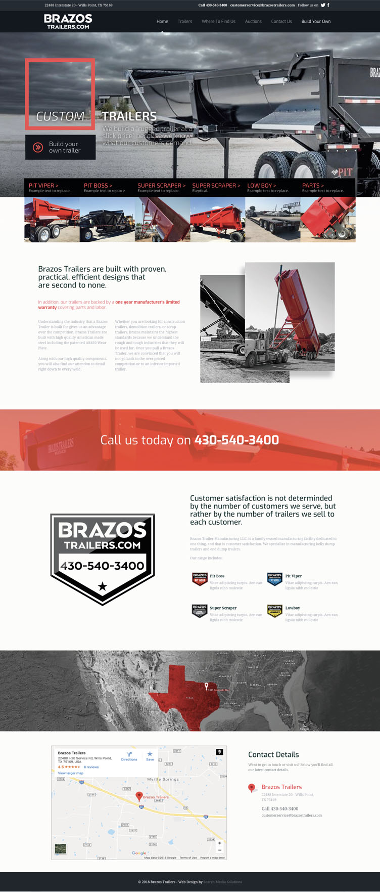 A full showcase of a web design DCI Digital undertook for the Brazos Trailer company in the USA