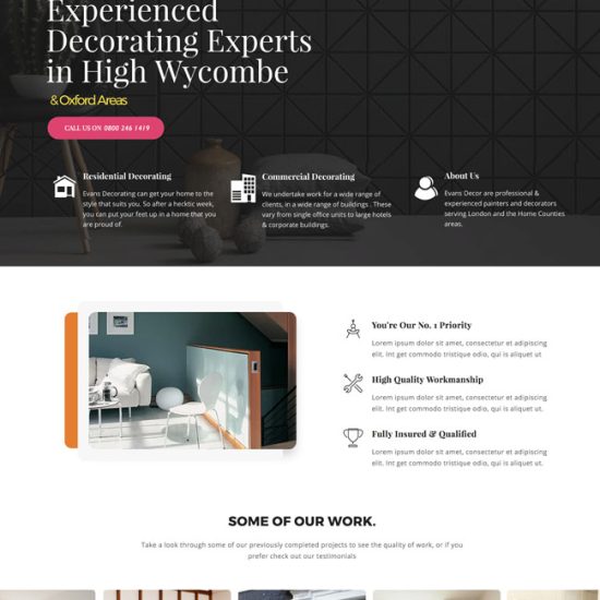 A preview of a web design project we completed for Evans Decor