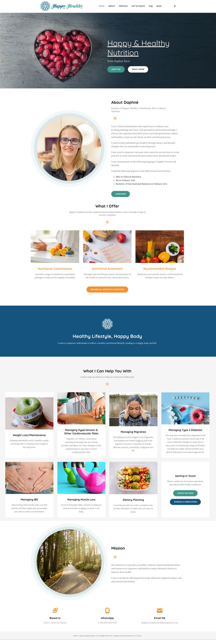 A full mock-up of a web design completed for Happy & Healthy