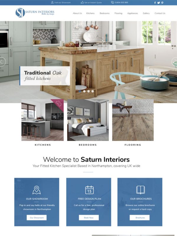 A preview of a website design created for Saturn Interiors