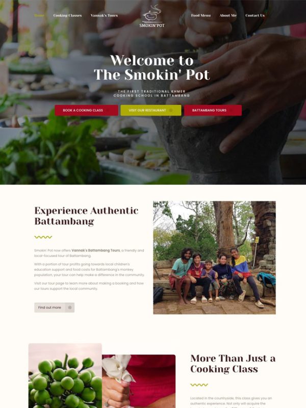 A preview mock-up of the website we build for a charity in Cambodia called Smokin' Pot